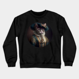 Pretty Tabby Cat in Baroque Costume Crewneck Sweatshirt